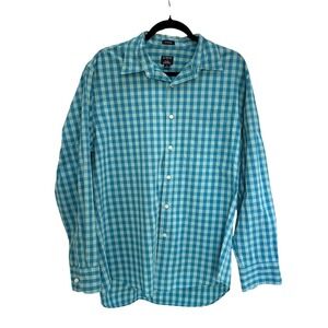 J Crew Classic Fit Flex Washed Gingham Long Sleeve Button Down Shirt Cotton L